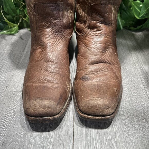 Frye Heath Outside Zip Brown Distressed  Leather Boot Men Size 10 D Angel Wings main image 6